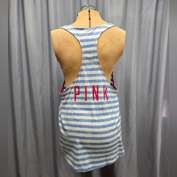 Women's V.S. Pink Striped Blue and White Cubs Tank Top - Picture 4 of 8
